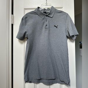 Puma grey heather grey men’s polo collar shirt Y2K electric grandpa golf